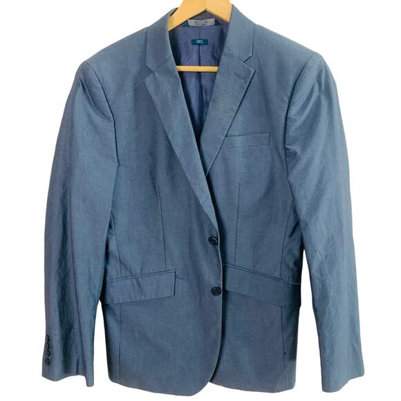 Perry Ellis Size 40S Men's Slim Fit Stretch Sport Coat Blazer Jacket Blue Career - Picture 1 of 12